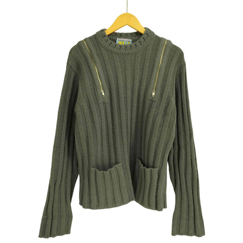 W.&.L.T.  00-90S 初期 イタリア製 ウール混 アクリル デザインジップ ニット メンズ import:S
